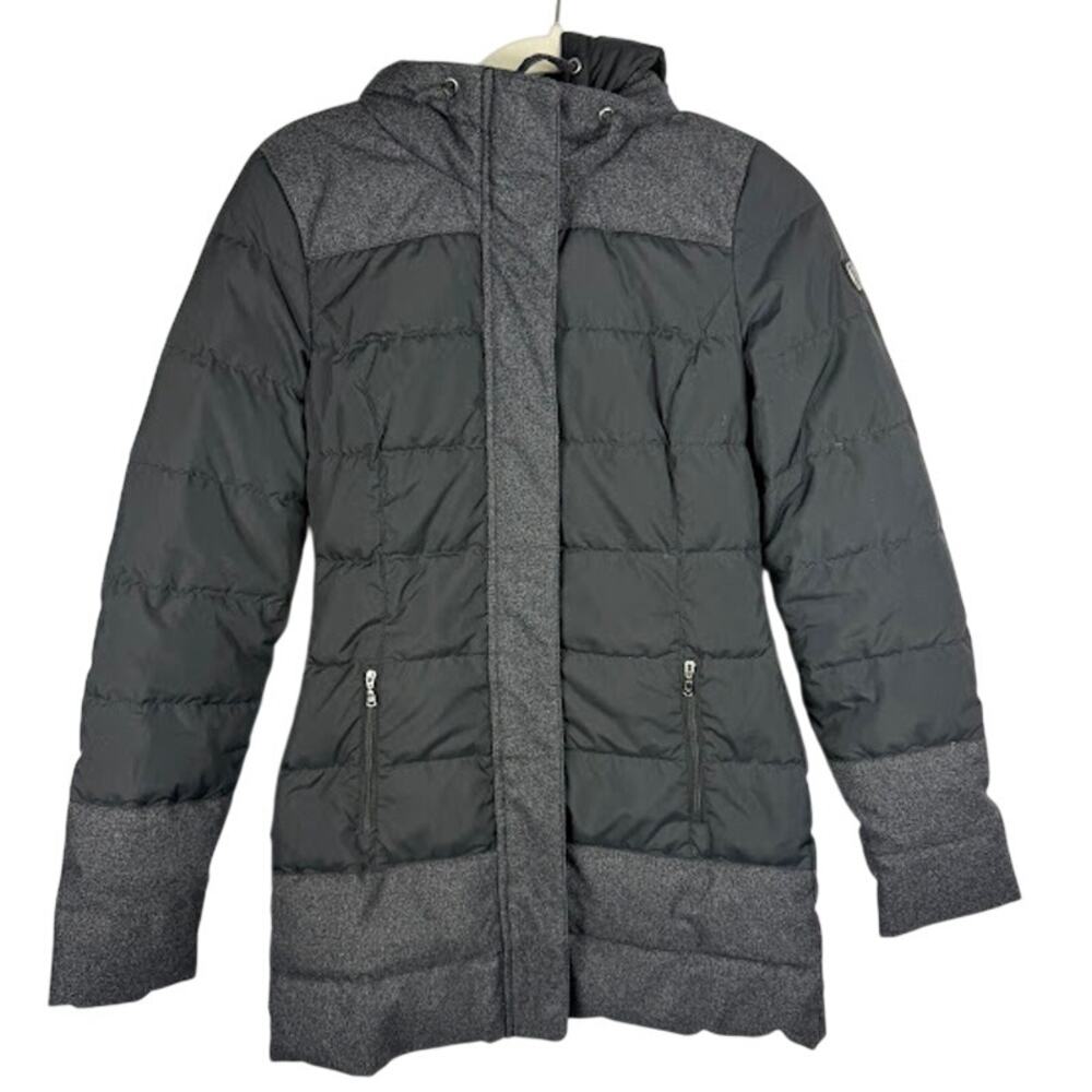 EA7 Emporio Armani Hooded Down Puffer Jacket Gray Black Women’s XS